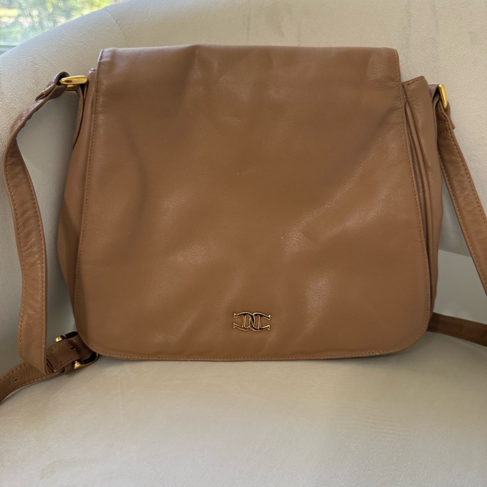 Etienne Aigner genuine leather Brown Leather sholder/‎ crossbody Bag